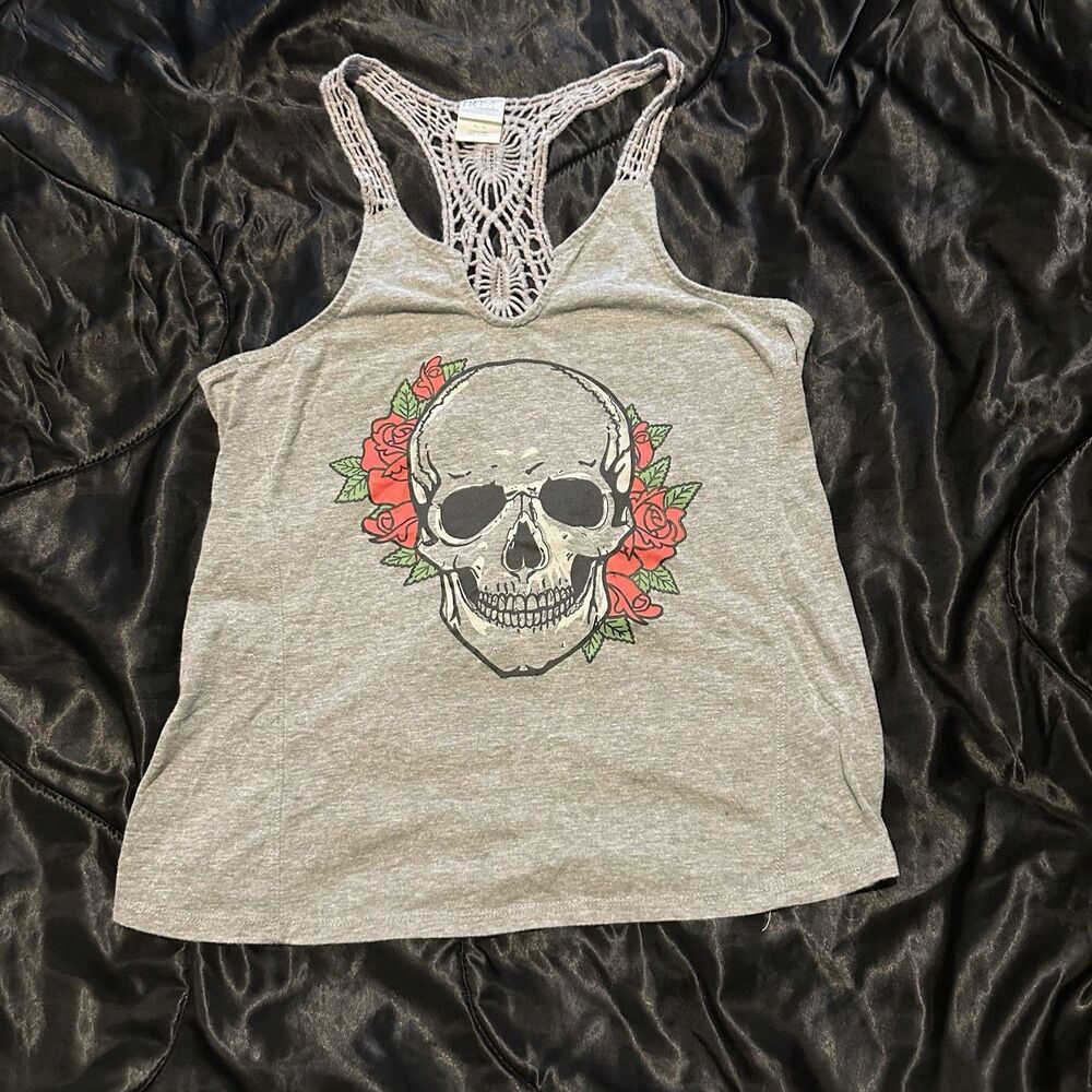 Freeze Womens Tank Top M (7-8) Gray Skull